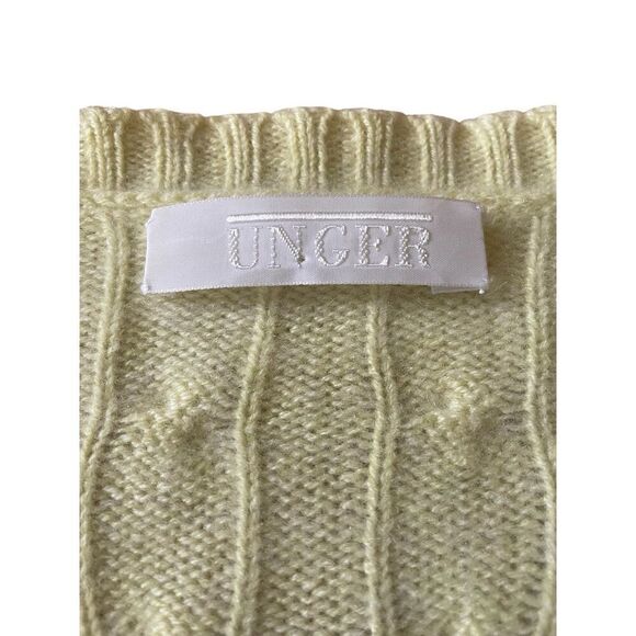 UNGER COLLECTION Women’s M Cashmere cardigan Light yellow Button Up Long Sleeve - Picture 4 of 11